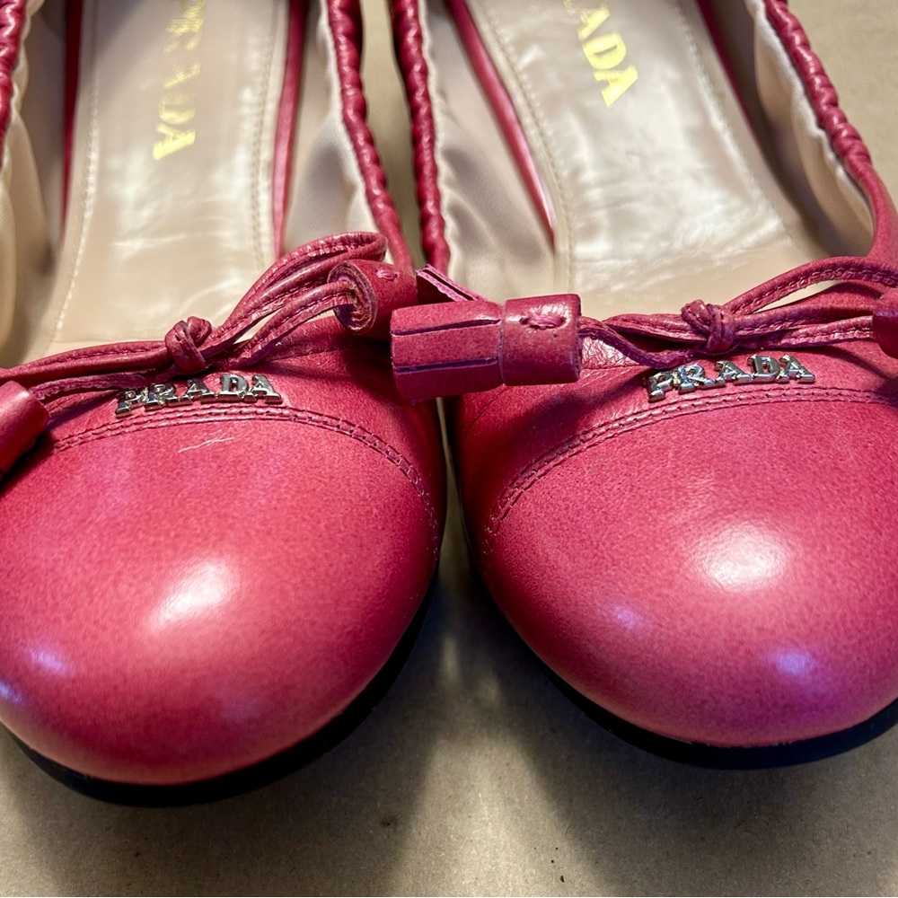 Prada Fuchsia Leather Ballerina Flats - Picture 11 of 13